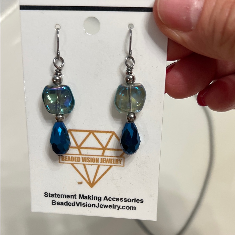 Hand Crafted Blue and Silver Jewelry Set - Picture 2 of 5